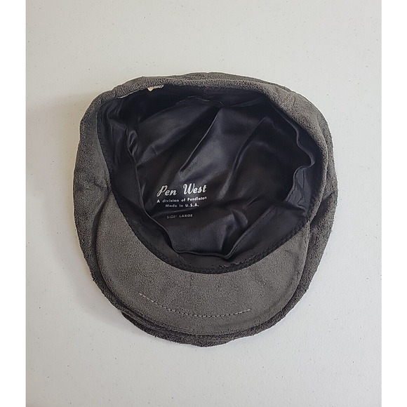 Pen West Gray Suede Made in USA Flat Driving Cabbie Newsboy Hat Men's Size Large - Picture 6 of 8
